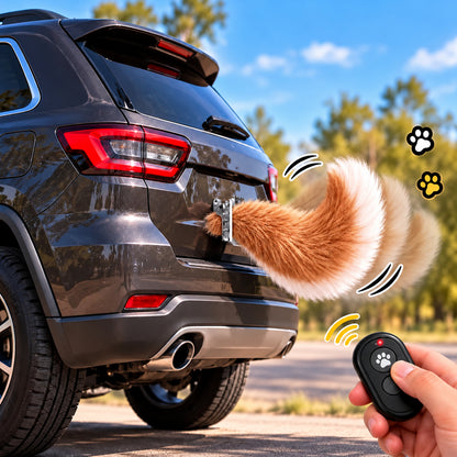 🐾 Remote-Controlled Wagging Car Tail 🚗 | Funny Fluffy Tail for Trucks & SUVs
