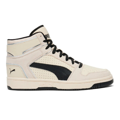 Men's Puma Rebound Layup Suede Piping Alpine Snow-Black-Silver (406347 01)
