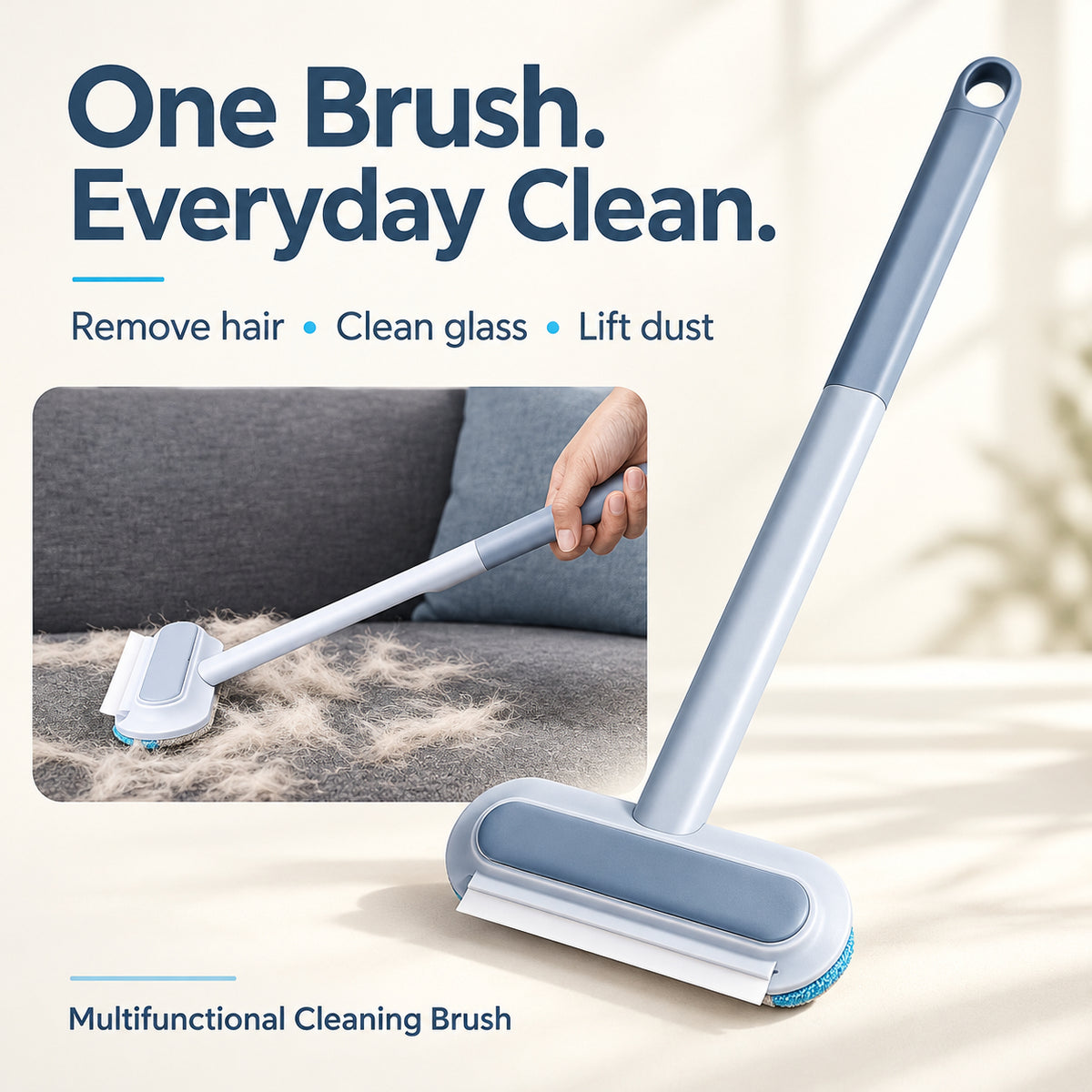 🔥 HOT SALE | 2-in-1 Multifunctional Cleaning Brush – Pet Hair Remover, Glass Cleaner & Reusable Dust Brush
