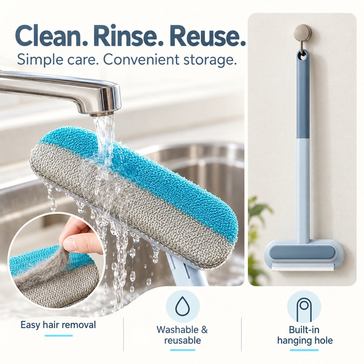🔥 HOT SALE | 2-in-1 Multifunctional Cleaning Brush – Pet Hair Remover, Glass Cleaner & Reusable Dust Brush