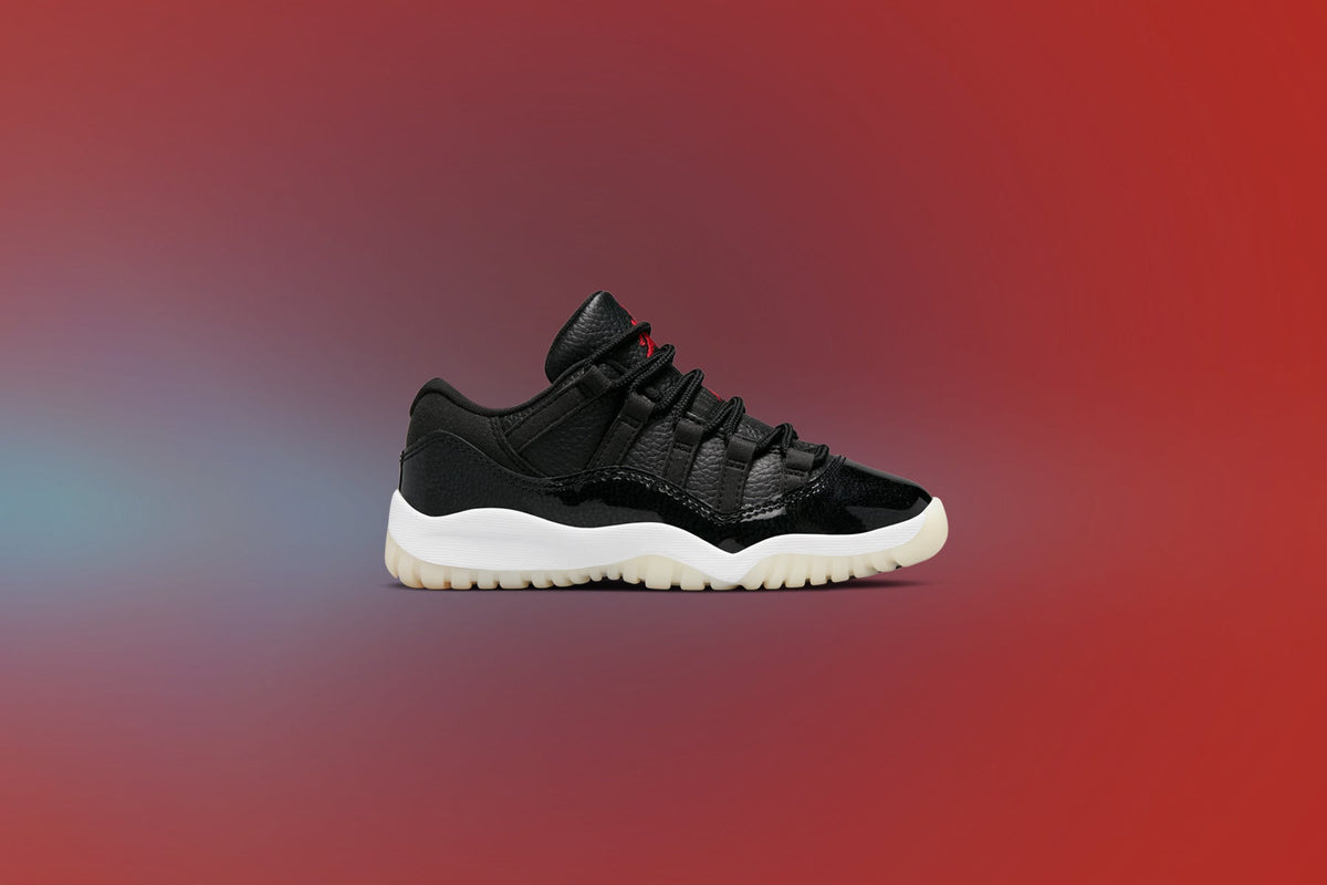 Air Jordan 11 Retro Low (PS) '72-10' - Black/Gym Red/White