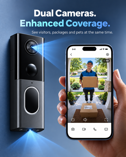 🔥 Limited Time Deal: 3K Ultra HD Smart Dual Camera Doorbell – Color Night Vision, AI Detection & Two-Way Audio