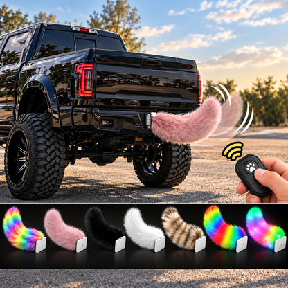 🐾 Remote-Controlled Wagging Car Tail 🚗 | Funny Fluffy Tail for Trucks & SUVs