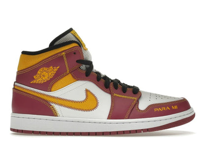 Air Jordan 1 Mid Dia de los Muertos DC0350-100 White/Fuchsia-Orange-Black Sneakers