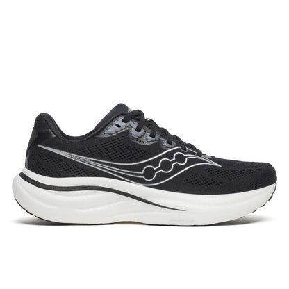 Saucony Men's Ride 19 Running Shoes in Black/Silver (Wide)