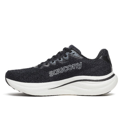 Saucony Men's Ride 19 Running Shoes in Black/Silver (Wide)
