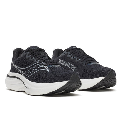 Saucony Men's Ride 19 Running Shoes in Black/Silver (Wide)