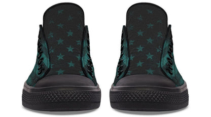 “No Pain No Gain” American Flag Green Pattern Black Lowtop Sneaker