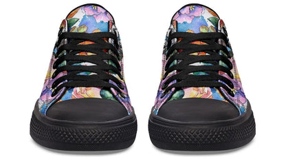 Colorful Flower with Dog In Glasses pattern Lowtop Sneaker