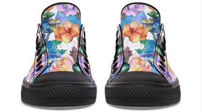 Colorful Flower with Dog In Glasses pattern Lowtop Sneaker