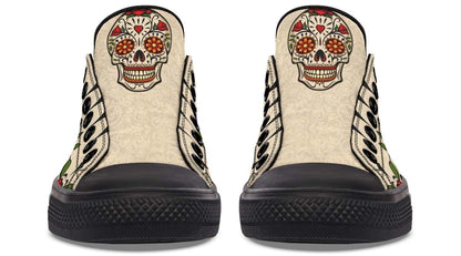 Day Of Dead Rose Pattern Black Lowtop Sneaker