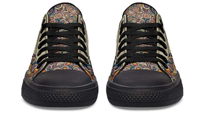 Day Of Dead Skull Pattern Black Lowtop Sneaker