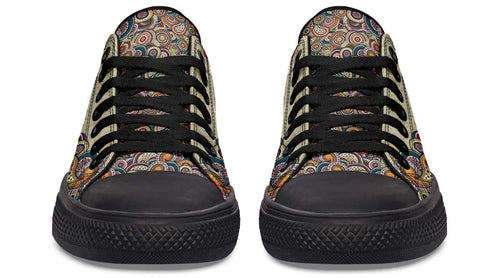 Day Of Dead Skull Pattern Black Lowtop Sneaker