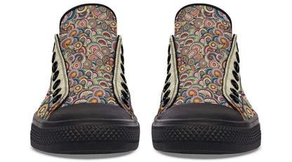 Day Of Dead Skull Pattern Black Lowtop Sneaker