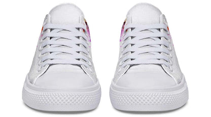 Flower On Skull Pattern White Lowtop Sneaker