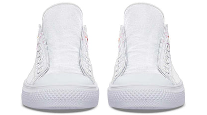 Flower On Skull Pattern White Lowtop Sneaker