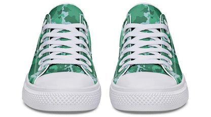 Green Camo Pattern White Lowtop Sneaker