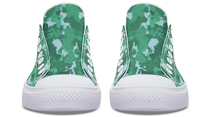 Green Camo Pattern White Lowtop Sneaker