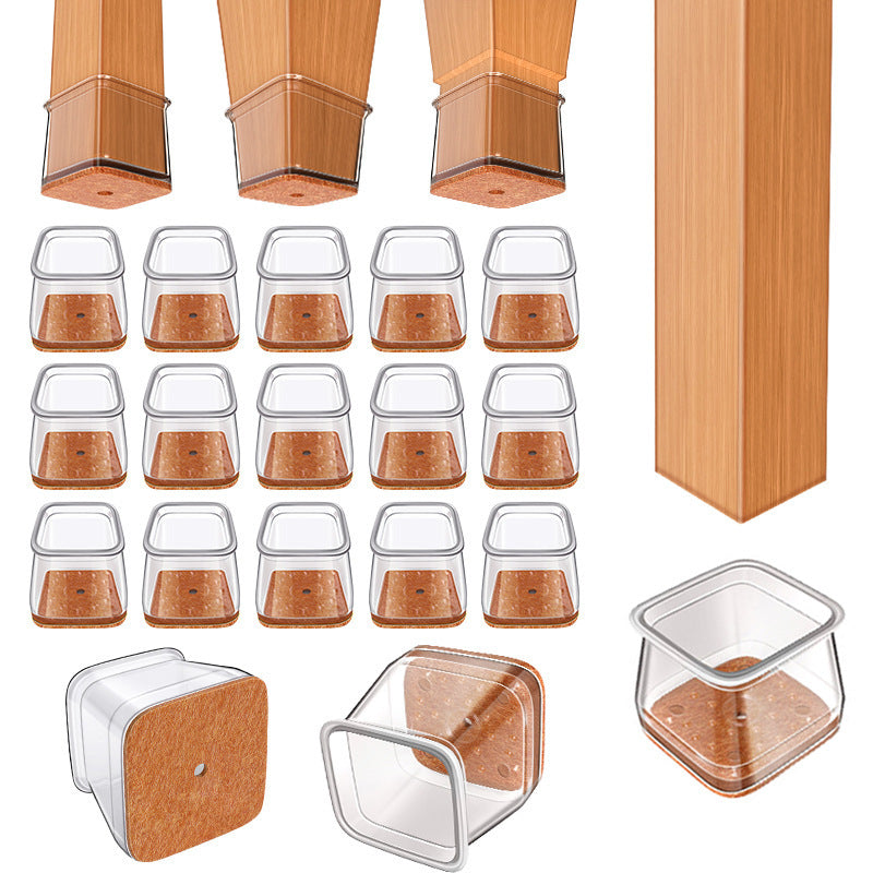 Clear Silicone Chair Leg Protectors with Felt Pads – Anti-Scratch, Noise-Reducing Furniture Floor Protectors