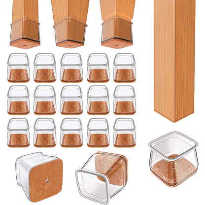 Clear Silicone Chair Leg Protectors with Felt Pads – Anti-Scratch, Noise-Reducing Furniture Floor Protectors