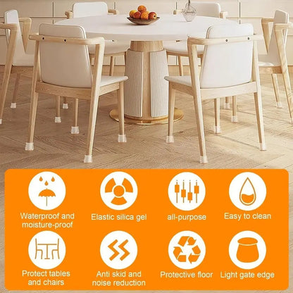 Clear Silicone Chair Leg Protectors with Felt Pads – Anti-Scratch, Noise-Reducing Furniture Floor Protectors