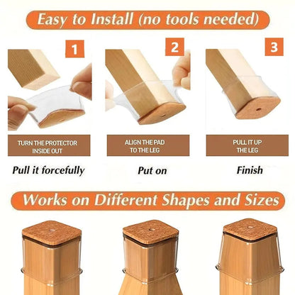Clear Silicone Chair Leg Protectors with Felt Pads – Anti-Scratch, Noise-Reducing Furniture Floor Protectors