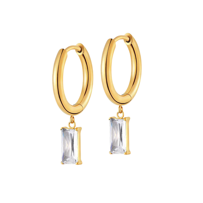 Baguette Charm Hoops in Titanium