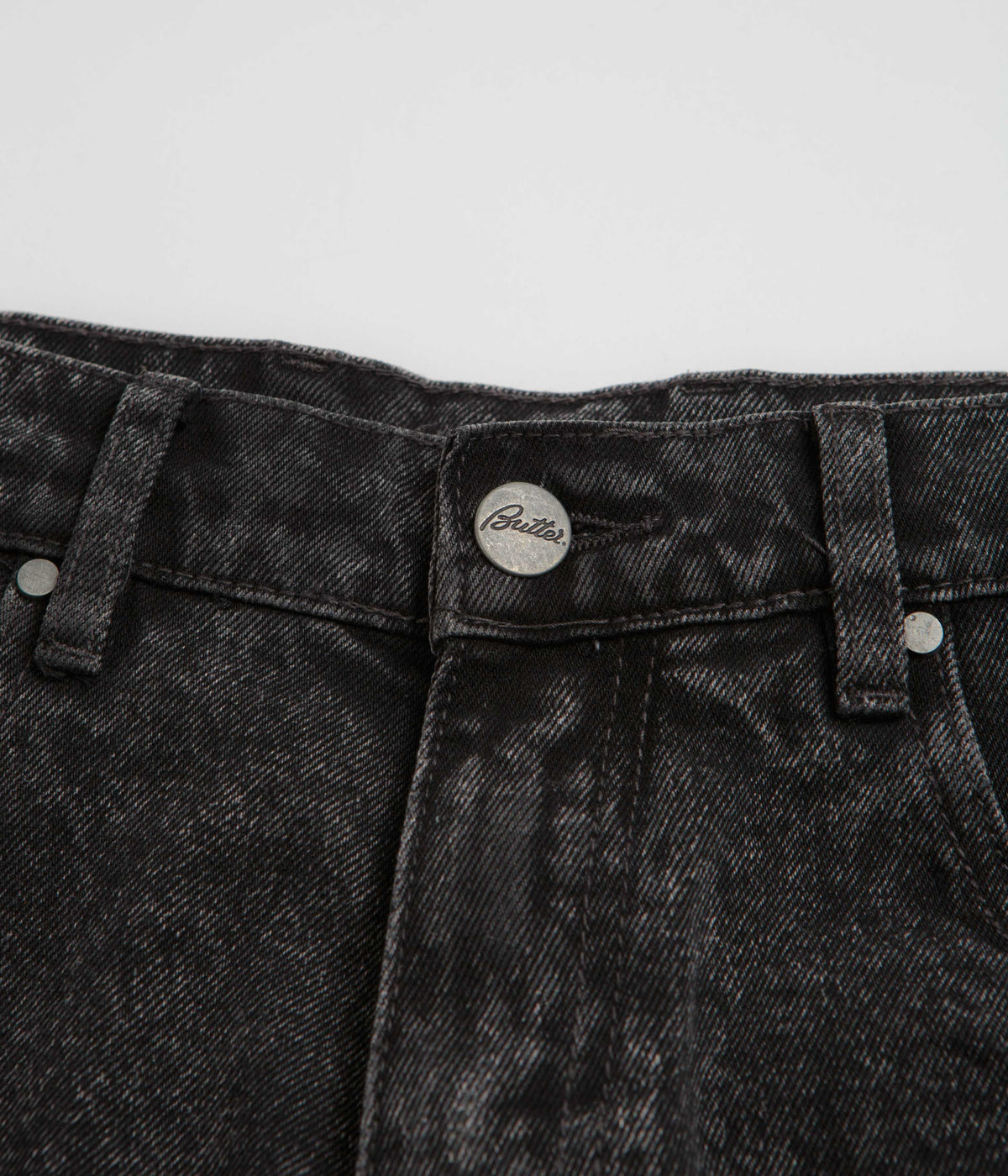 Butter Goods Distressed Big Denim Shorts - Gun Metal