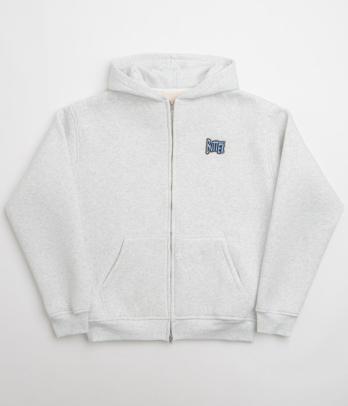 Butter Goods Pile Lined Zip-Thru Hoodie - Ash