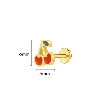 Cherry Enamel Flat Back Stud