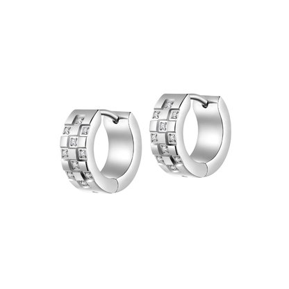 Chunky Check Hoops in Titanium