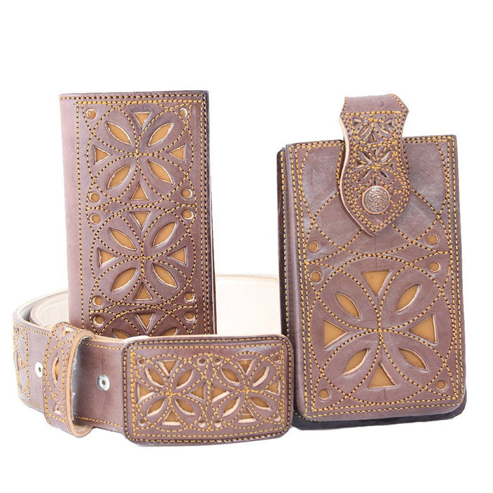 Cinto Charro Navajeado Cafe - RR Western Wear, Cinto Charro Navajeado Cafe