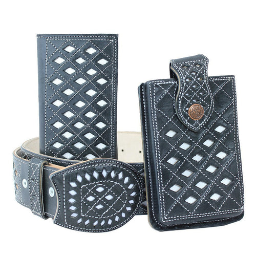Cinto Charro Navajeado Negro - RR Western Wear, Cinto Charro Navajeado Negro