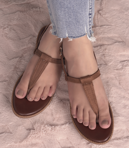Clara Brown – T-Strap Flat Sandals for Women