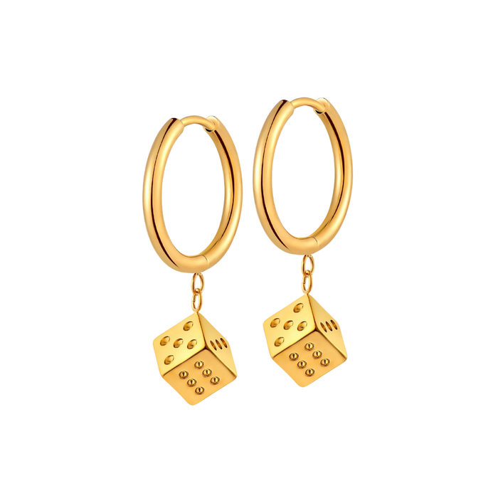 Dice Charm Hoops in Titanium