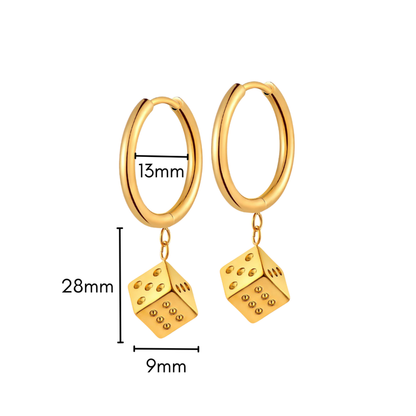 Dice Charm Hoops in Titanium