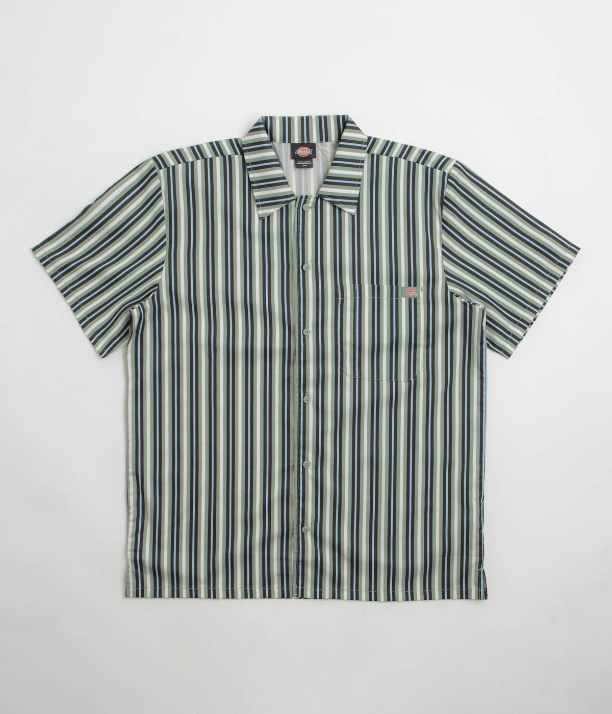Dickies Multi Stripe Work Short Sleeve Shirt - Iceberg Green