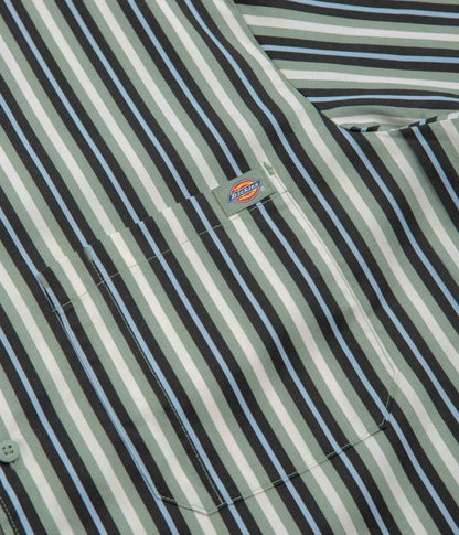 Dickies Multi Stripe Work Short Sleeve Shirt - Iceberg Green