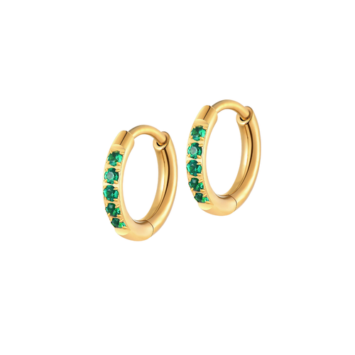 Emerald Dress Me Up Hoops in Titanium