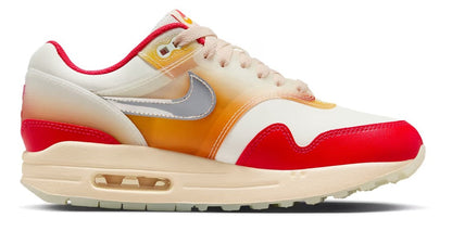 Women's Nike Air Max 1 '87 PRM Sail/Metallic Slvr-Siren Red (FN7683 133)