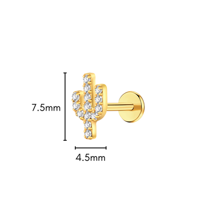 Glam Cactus Flat Back Stud