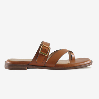 Hazel Tan Toe strap – Tan Toe-Ring Flats for Women