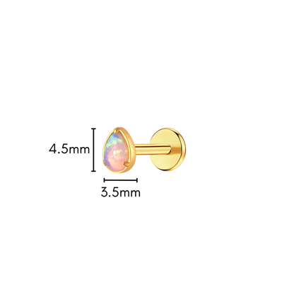 Iridescent Opal Teardrop Flat Back Stud