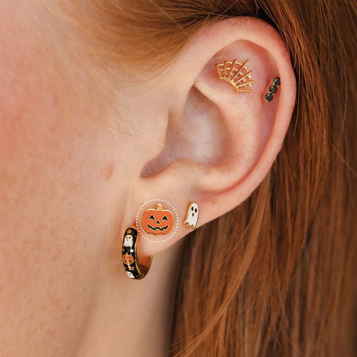 Jack O' Lantern Enamel Flat Back Stud