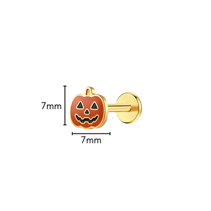 Jack O' Lantern Enamel Flat Back Stud
