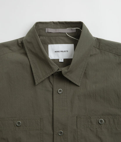 Norse Projects Ivan Tech Poplin Short Sleeve Shirt - Ivy Green