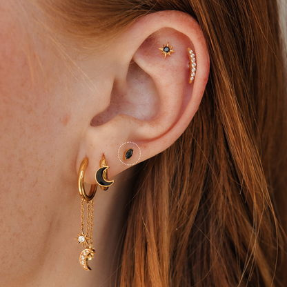 Onyx Marquise Flat Back Stud
