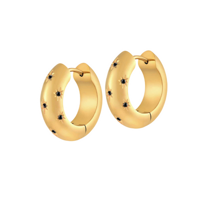 Onyx Starfall Hoops in Titanium