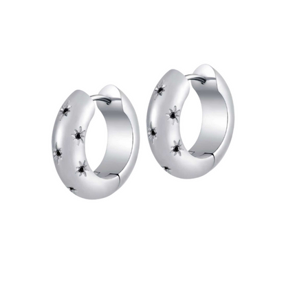 Onyx Starfall Hoops in Titanium