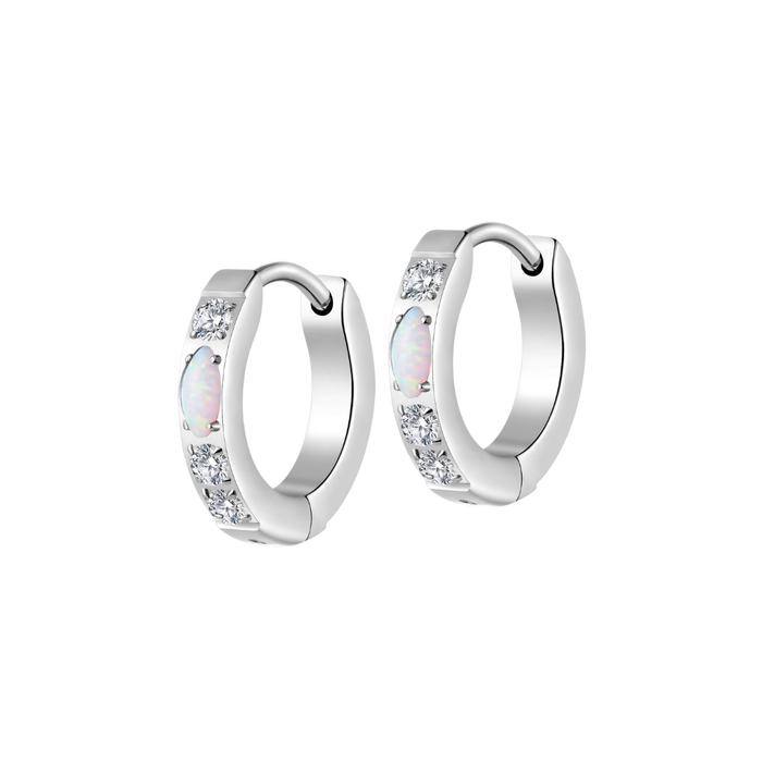 Opal Marquise Hoops in Titanium